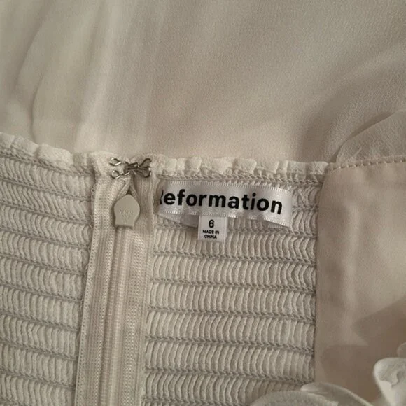 NWT Reformation Nikita Midi Dress in White Ivory Tie Straps Bridal | size 6 - Picture 9 of 12